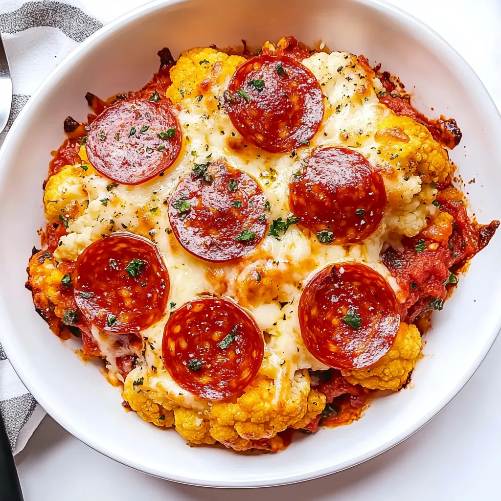 Easy Cauliflower Pepperoni Pizza Casserole: Dinner & Meal Prep Hero
